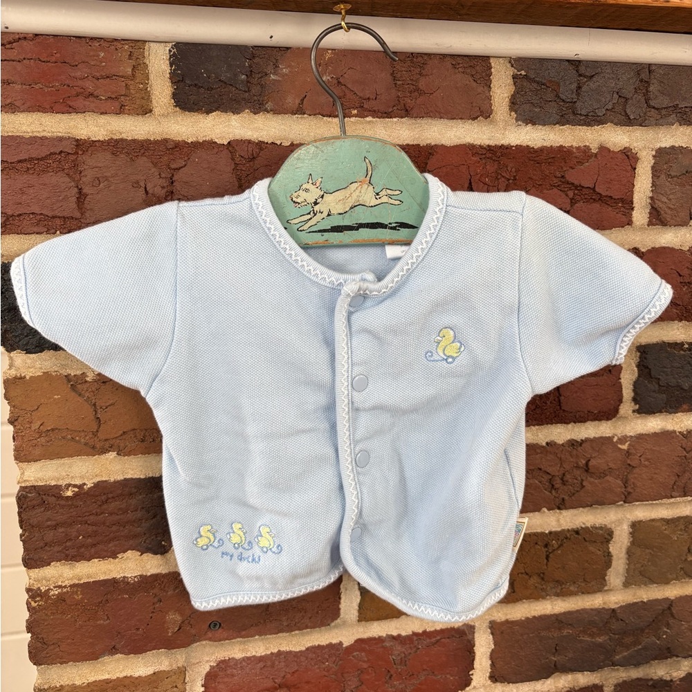 McBaby vintage Blue Baby Cardigan with Duck Embroidery